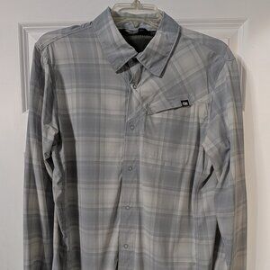 Outdoor Research Men’s Astroman Long Sleeve Sun Shirt - Medium, Pebble (Plaid)